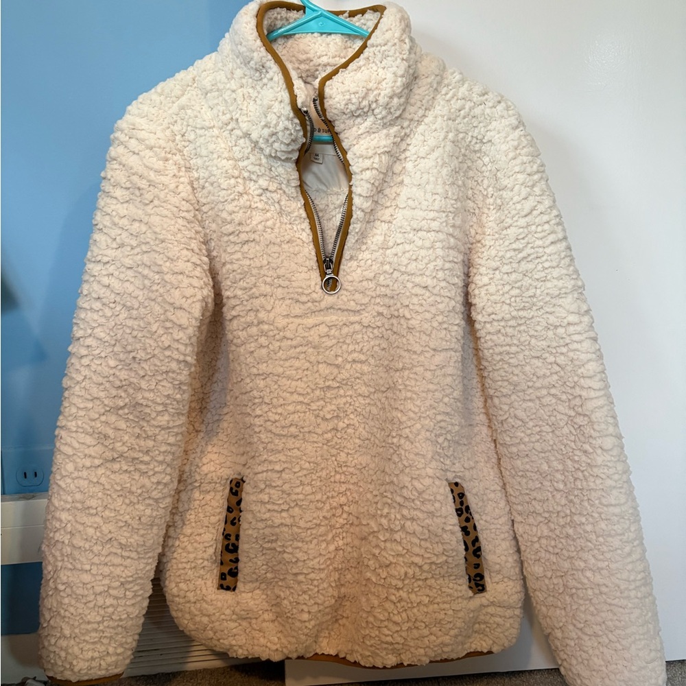 Thread & Supply Cream Sherpa Half-Zip Never worn